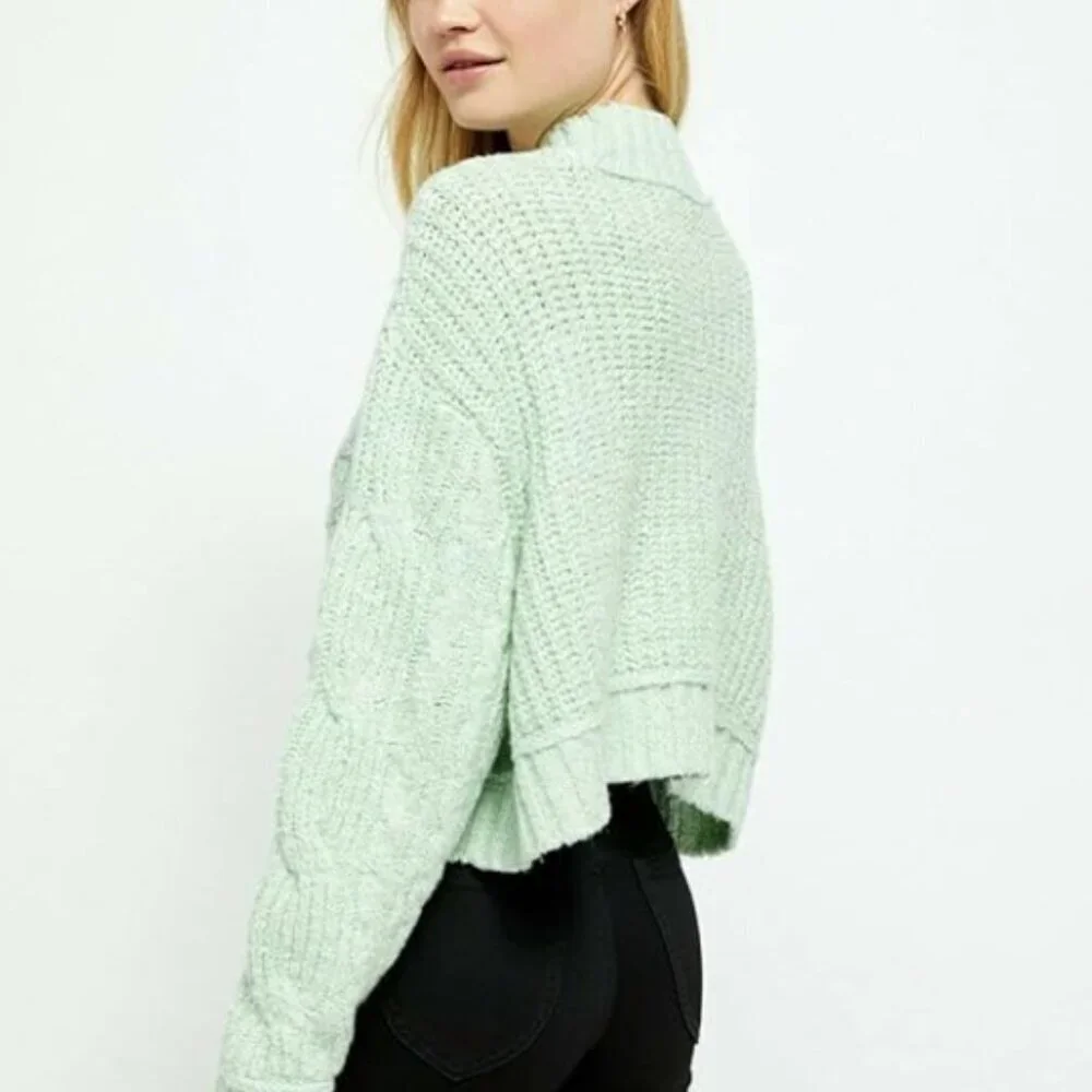 Free People - Merry Go Round Cable-Knit Sweater Mint - Women’s S​​